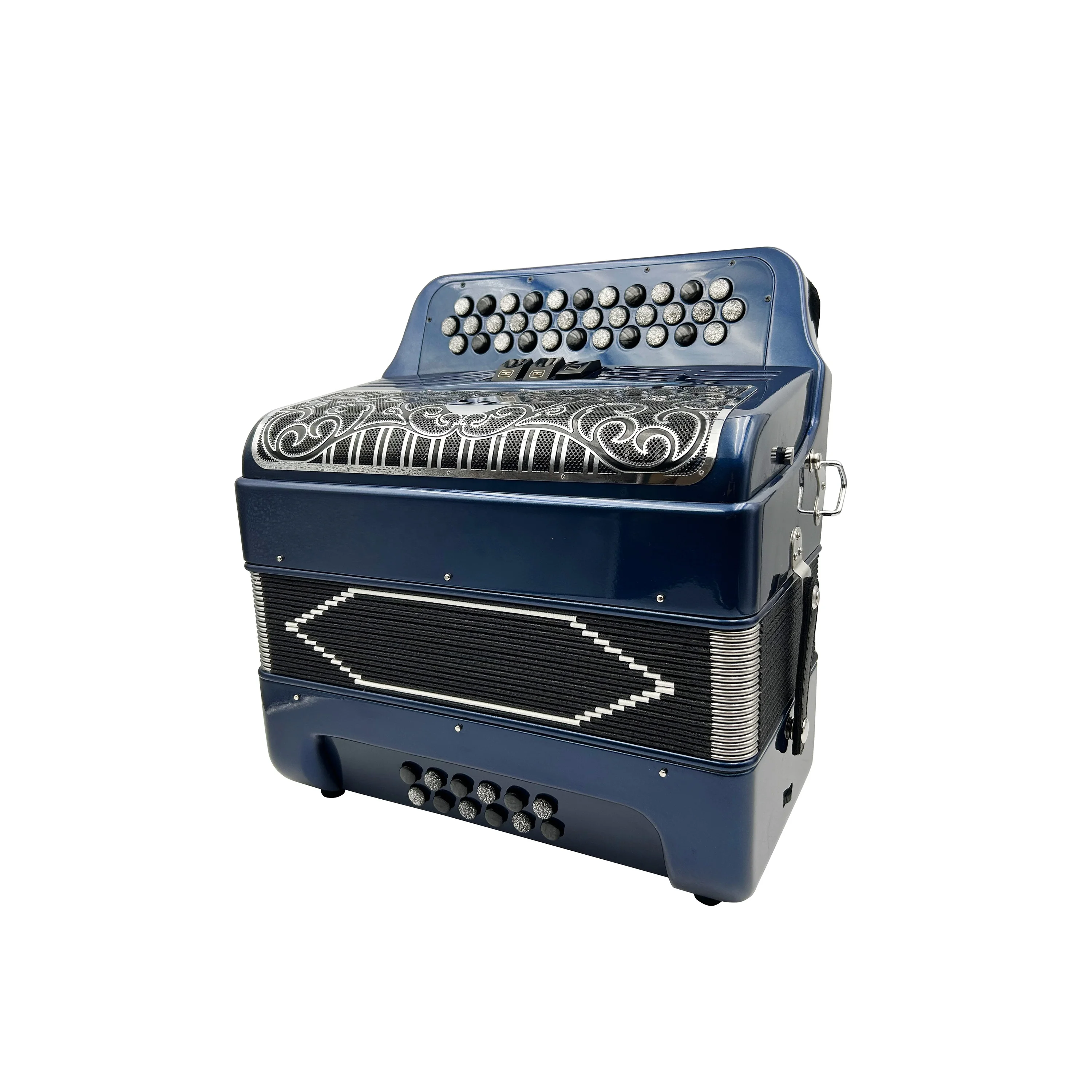 Deep Blue JB3412C Acordeon 34-Button 12-Bass 3 Registers Instrument With Black Silver Buttons And Grill Diatonic Accordion