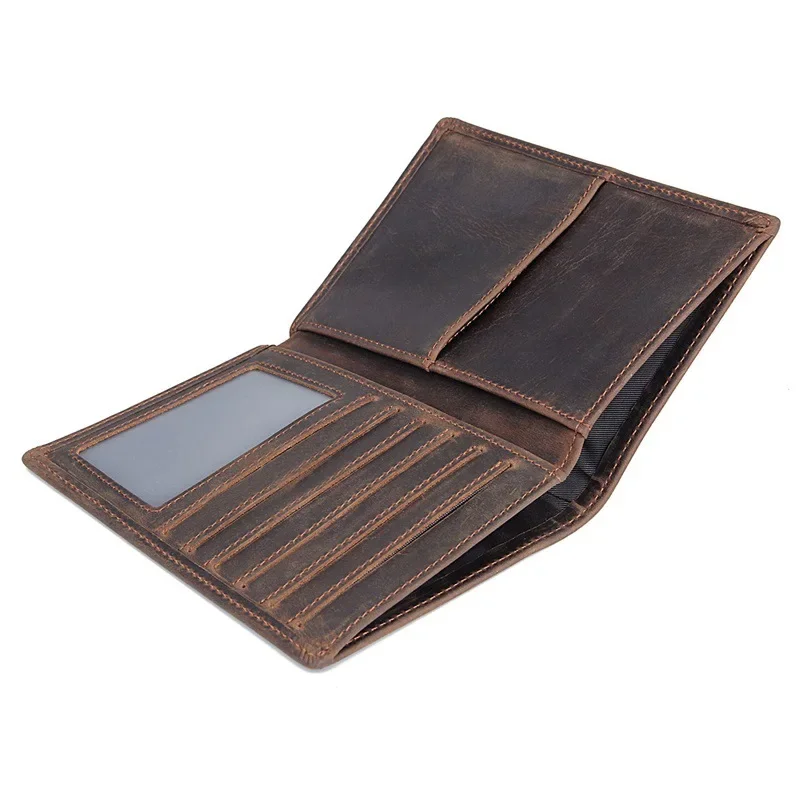 Capa de passaporte couro genuíno saco de credenciais multifunções carteira de viagem cartões unisex titular de bilhete de bolsa couro de cavalo louco