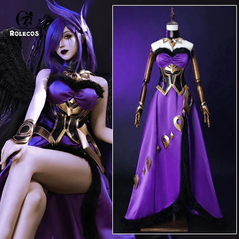 

ROLECOS LOL Fallen Angel Morgana Cosplay Costume Morgana Cosplay Costume Halloween Role Play Women Dress Uniform Fullset Outfit