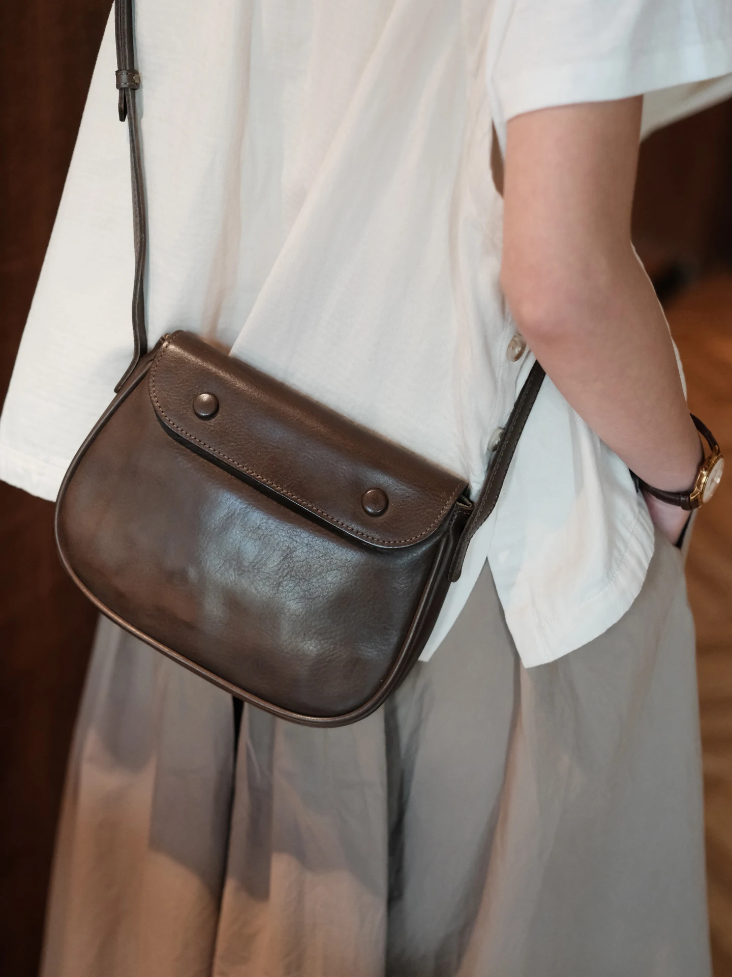 

PNDME casual designer handmade genuine leather ladies' small shoulder bag fashion daily party cow leather women's crossbody bag