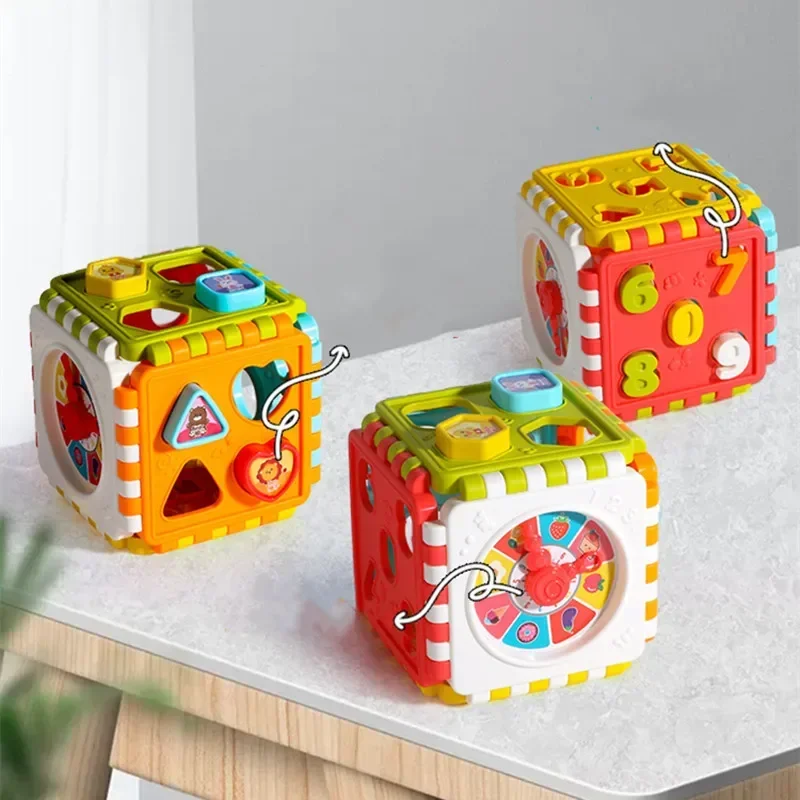 0-3 Years Baby Montessori Educational Toys Toddler Activity Cube Shape Sorting Toys Boy Girl Shape Matching Number Sorter Game