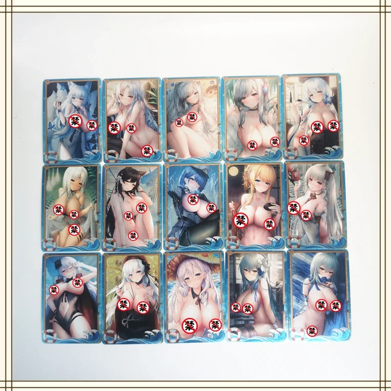 9 ชิ้น/เซ็ตโฮมเมดอะนิเมะ Azure Lane การ์ดสาวชุดตัวละคร ACG เซ็กซี่ Nude การ์ด Kawaii ของเล่นของขวัญเกมการ์ตูนคอลเลกชันการ์ด