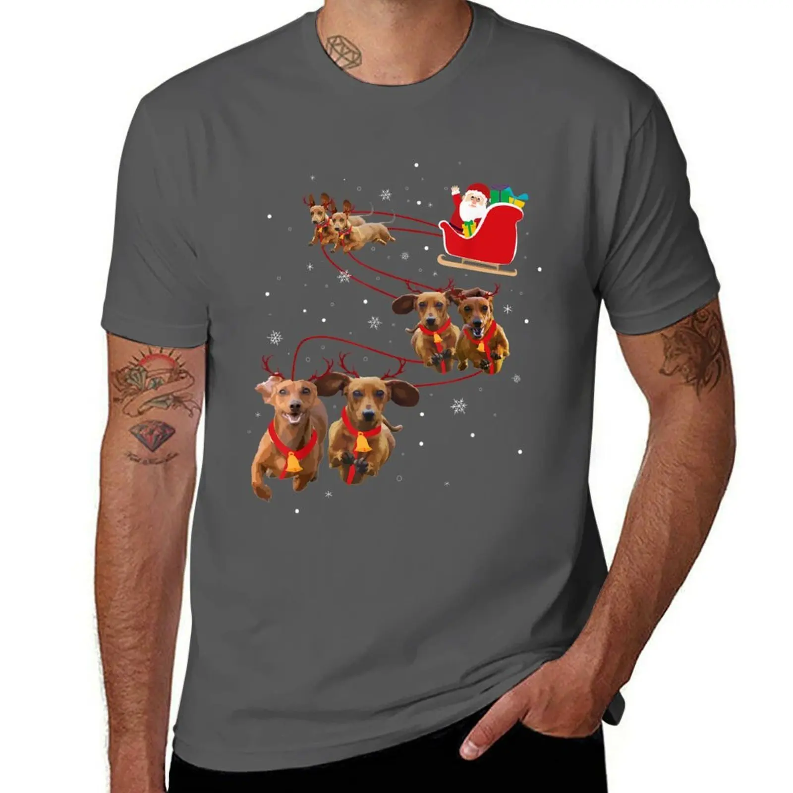 

Dachshund Christmas T-Shirt Big and Tall Short Sleeve Tee