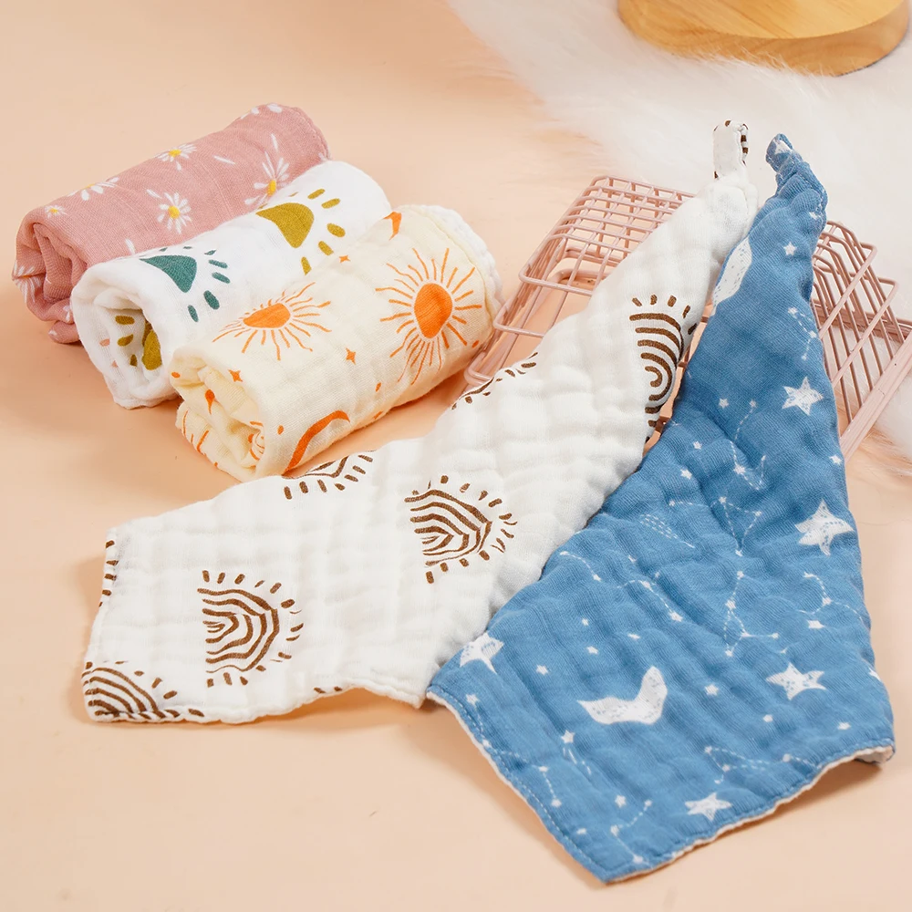 Elinfant 5 PCS/Set 100% Cotton Square Face Towel Muslin Baby Stuff for Newborns Gauze Baby Wipes Wash Cloths Baby Products