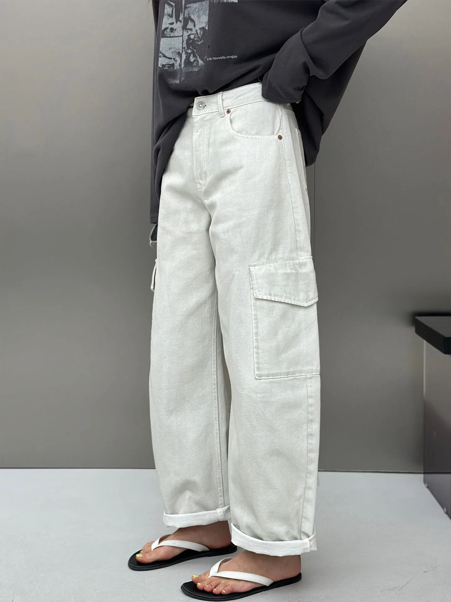 

Женские джинсы с высокой талией, прямые, однотонные, белые, в стиле ретро, повседневные, универсальные, с эффектом потертости