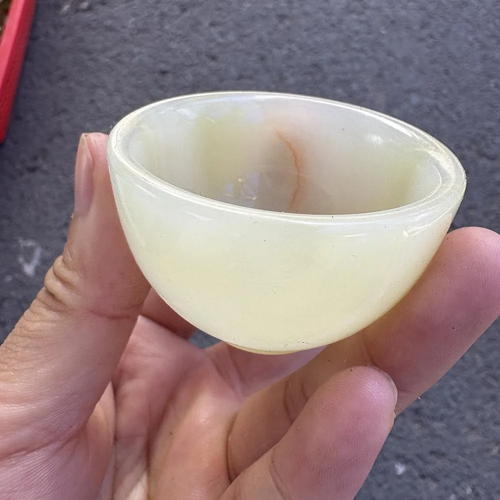 Custom-Natural Afghan Jade Tea Cup, Gemstone Miniature Wine Cup Tabletop Decor for Healing and Ritual Display