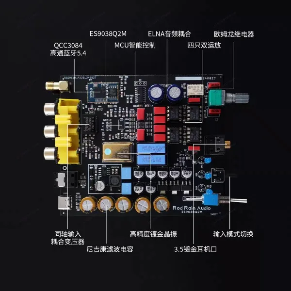 QCC3095 Bluetooth 5.4 Lossless Decoder ES9039 Decoding APTX LDAC Fever HIFI Receiver High Sound Quality
