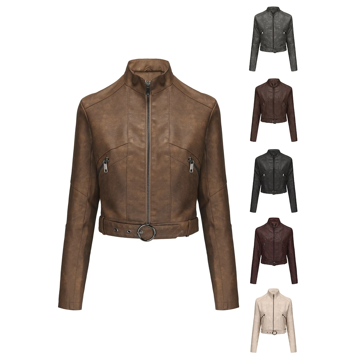 

Новая кожаная куртка-ветровка для мотоциклистов с поясом, длинными рукавами и молнией, повседневное модное женское кожаное пальто премиум-класса