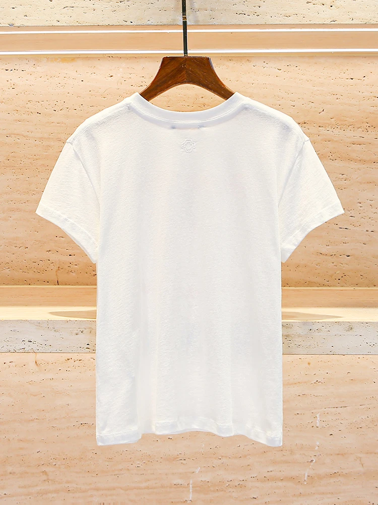 M Home Nan You الراقية الأوروبية Sle المرأة تي شيرت إلكتروني طباعة الربيع كلية Sle أعلى المرأة Faion لباس غير رسمي