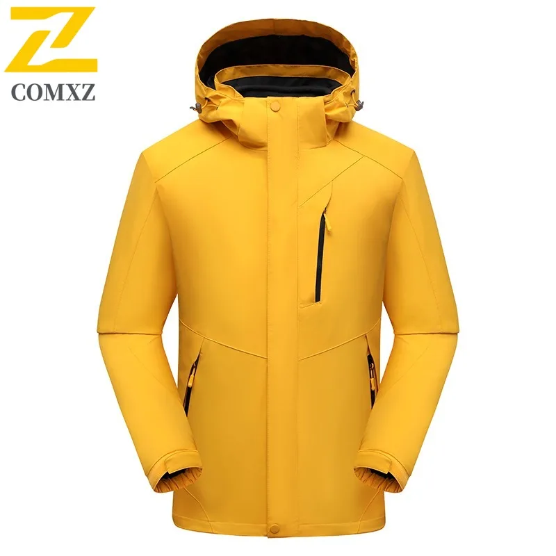 طقم مكون من قطعتين سترة واقية بغطاء للرأس مقاومة للرياح ومقاومة للماء ملابس خارجية دافئة على طراز الزوجين معطف رياضي لتسلق الجبال في الهواء الطلق #5