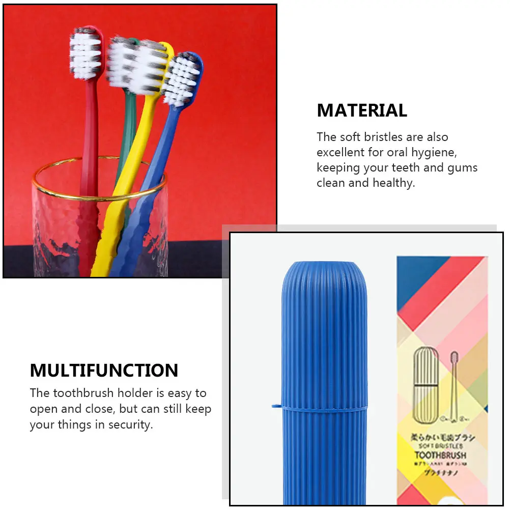 

1set 1Set Soft-Bristle Toothbrush Holder For Sensitive Gums Oral Cleaning Travel Home Use Bristles Brush Teeth Care Tool