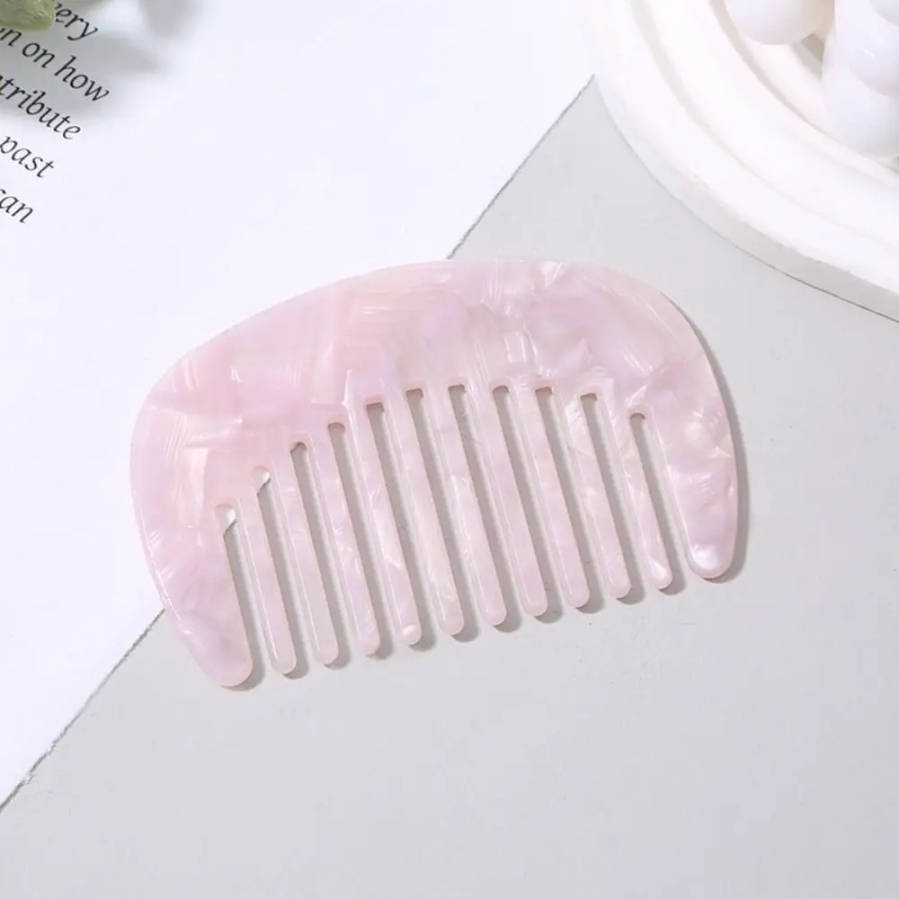 Marble Pattern Acetate Hair Comb Wide Tooth Pocket Comb Women's Anti-Static Hair Comb Multi Color Lightweight Scalp Massage Comb