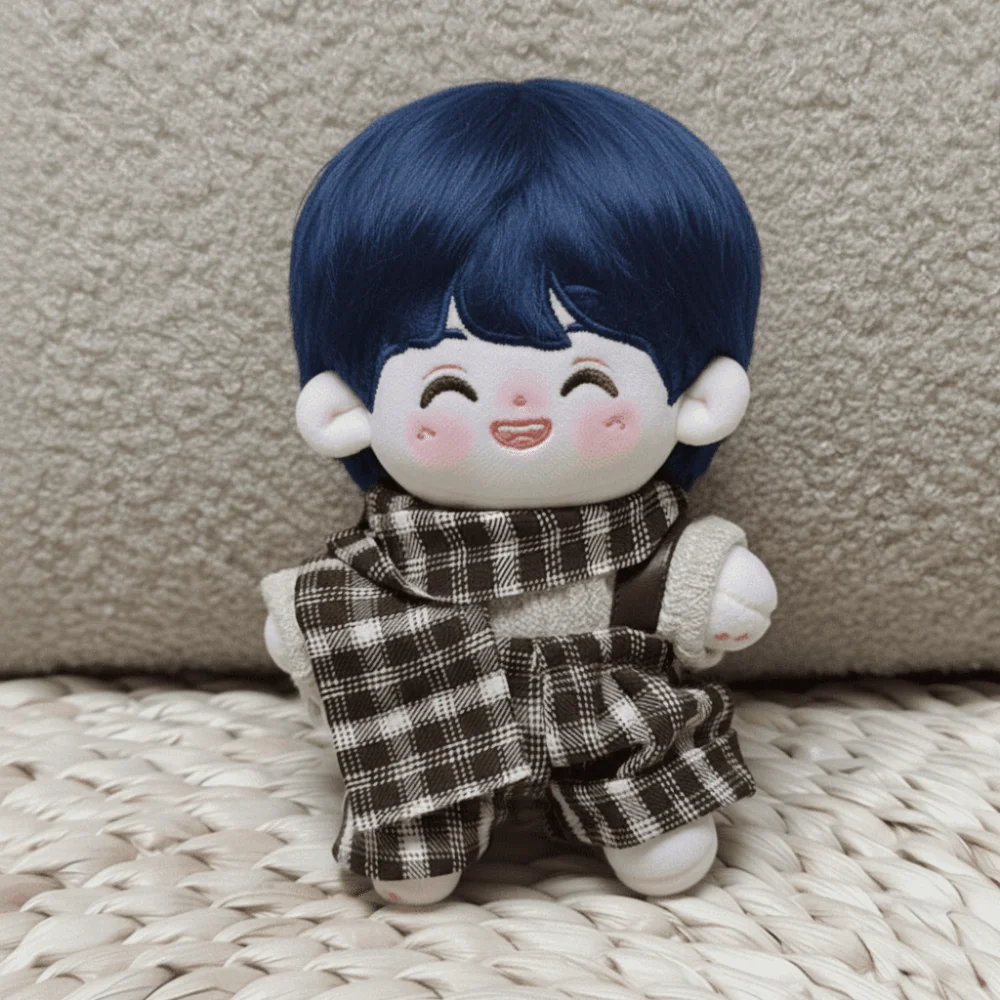 1 set Clothes Plaid Overall 10cm Cotton Clothes Scarf Uniform Clothes Outfit Suit Mini Dress Up Set Accessories