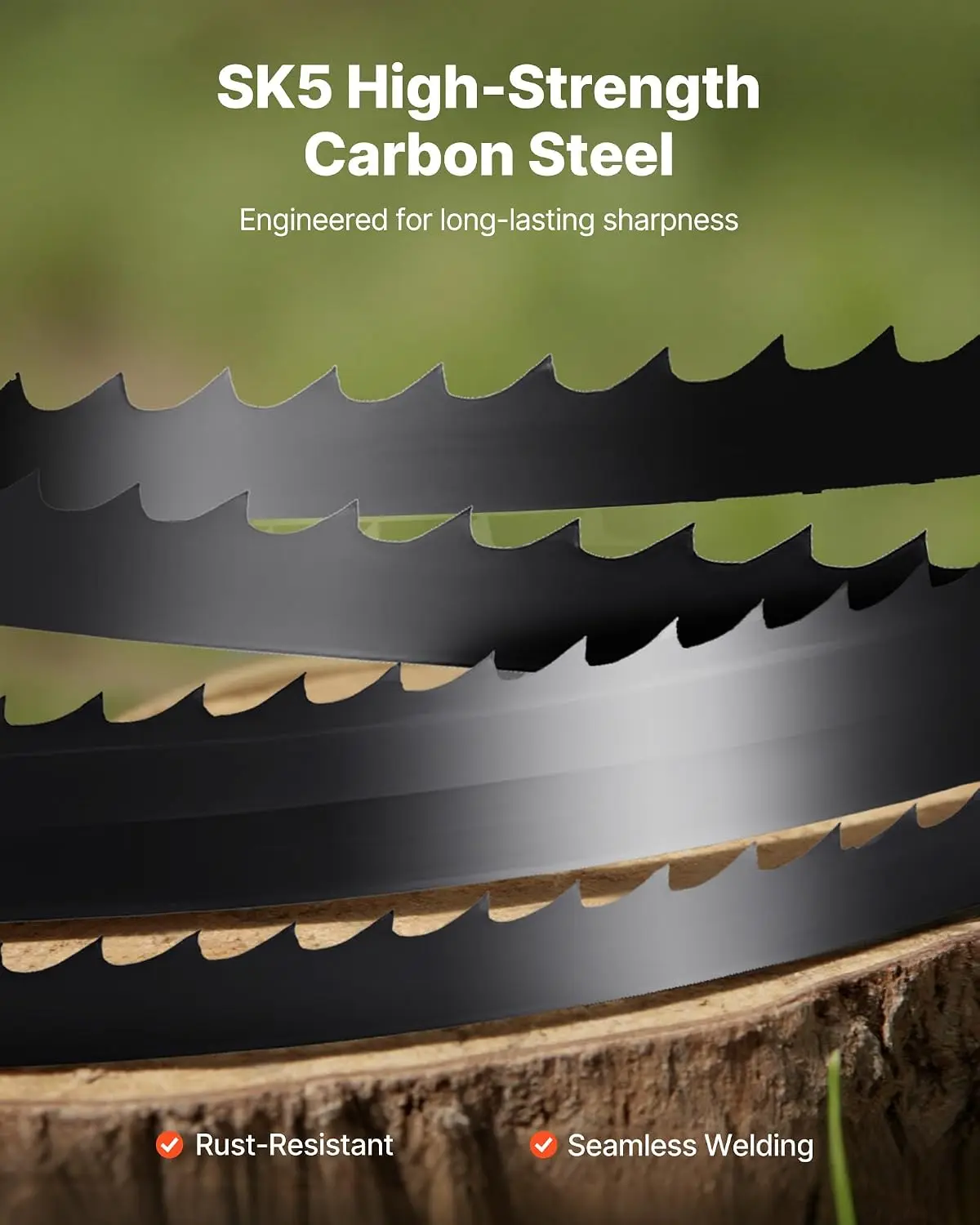 Bandsaw Blade, 60 Inch Length, 6 TPI Band Saw Blade with 15 HRC Hardened Sharp Teeth, SK5 High-Strength Carbon Steel, 0.25 Inch