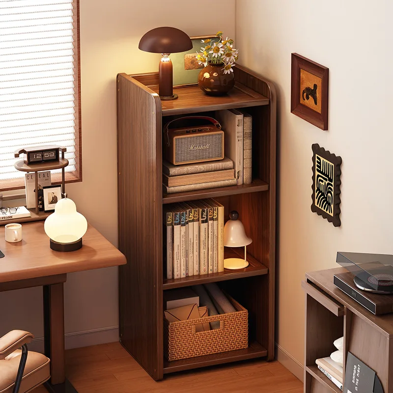 Floor Standing Integrated Slim Corner Bookshelf Storage Cabinet Wall Hugger Living Room Bookcase Book Shelf Furniture