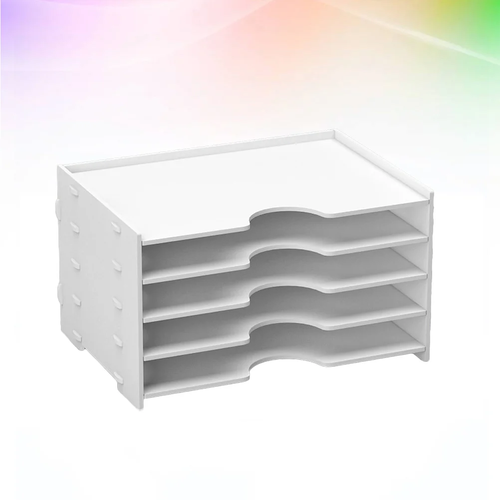 

File Organizer Rack White Desktop Storage Shelf For Office Home School Use Desk Organizer Display Shelf Rack