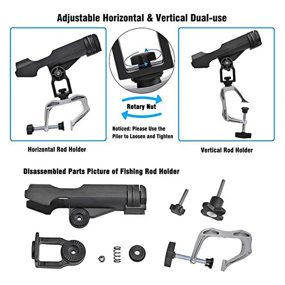 

Вертикальный держатель удочки, регулируемый держатель удочки для лодки с зажимом, открывающимся креплением на 360 градусов для лодок