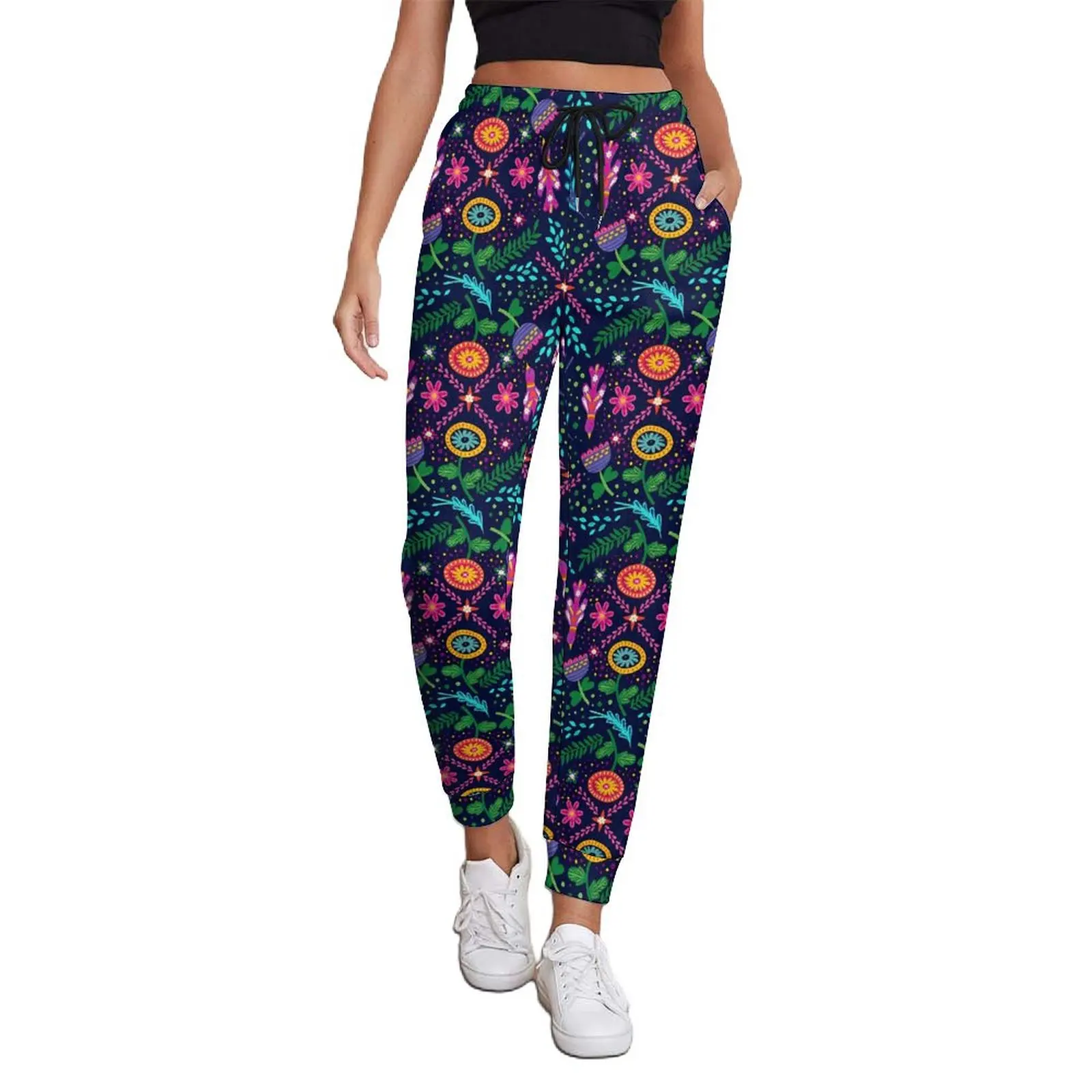 

Fun Birds Flower Baggy Pants Colorful Floral Kawaii Oversize Sweatpants Spring Female Custom Hip Hop Trousers