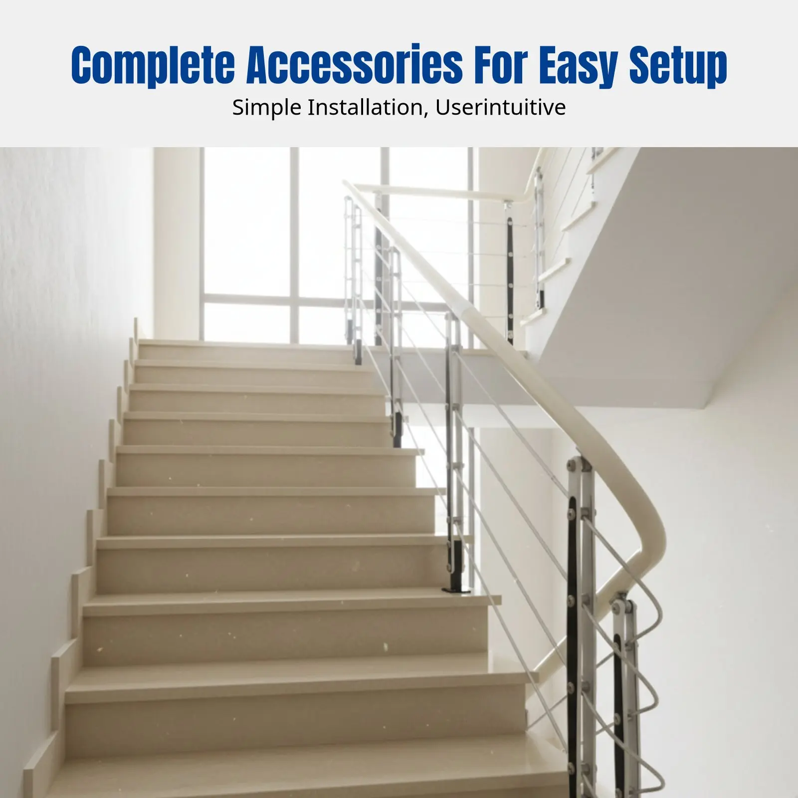 Brushed Stair Handrail Guardrail, Metal Kit, Minimalist Luxury, Indoor Home, DIY Installation, No Cement Base - view 3