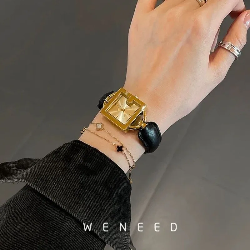 PEIYING Ankola red watch women's square retro high-end sense women's light luxury niche women's watch genuine