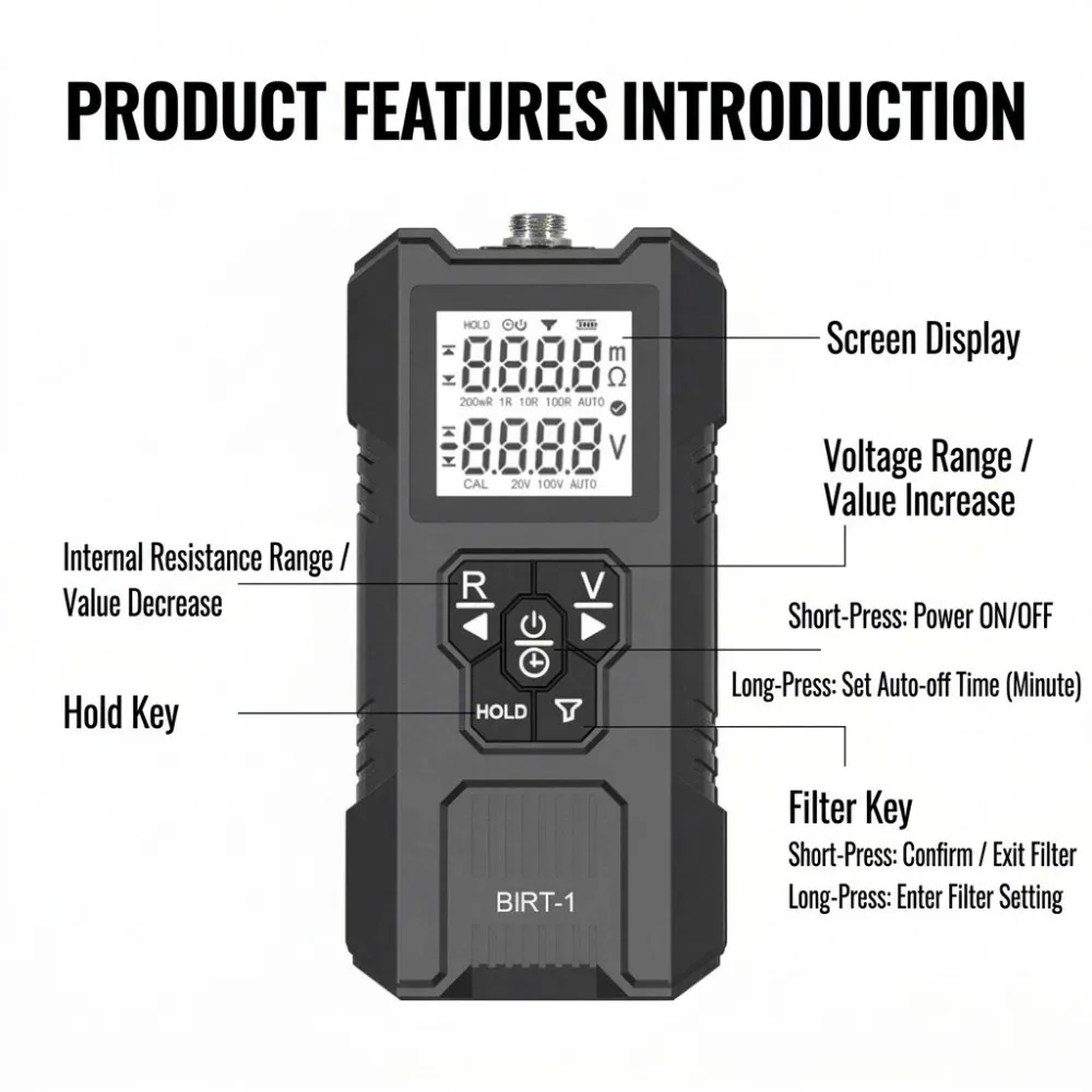 High Precision Battery Internal Resistance Tester 0‑100V Voltage Meter for 18650 Lithium Iron Lead‑acid Ni‑MH Ni‑Cd Battery