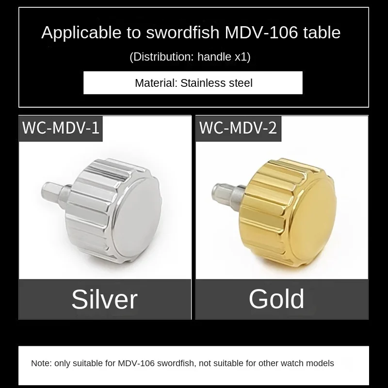 MDV106 watch crown for Casio Duro MDV-106 time adjustment watch crown Stem Stainless Steel watch crown Replacement Repair Tools