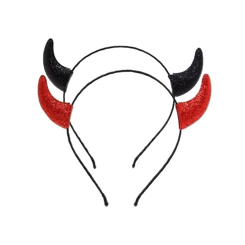 39BD Cosplay Hexe Horn Stirnband Punk Haarband Dark Series Hairhoop Foto Kopfbedeckung – Detail 7