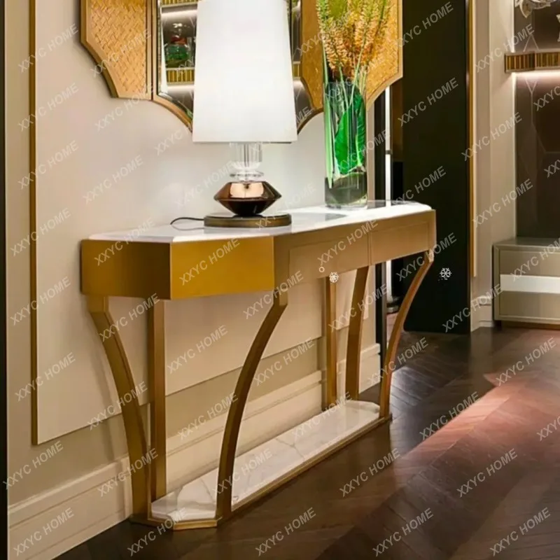 XXLight luxury stainlesteel entrance table Modern simple living room Main entrance corridor High-end art entrance cabinet