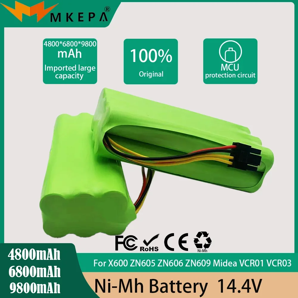 

Ni-MH AA 4800-9800mAh for ECOVACS 14.4V Rechargeable battery Deebot Deepoo X600 ZN606 ZN609 Midea VCR01 VCR03 vacuum cleaner