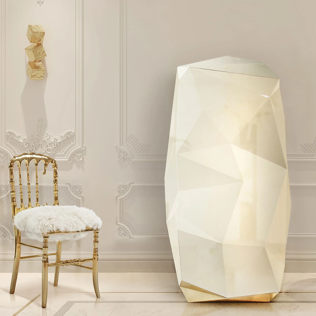 Villa handmade modern dining chair exclusive design, aluminum casting and chrome paint exquisite design