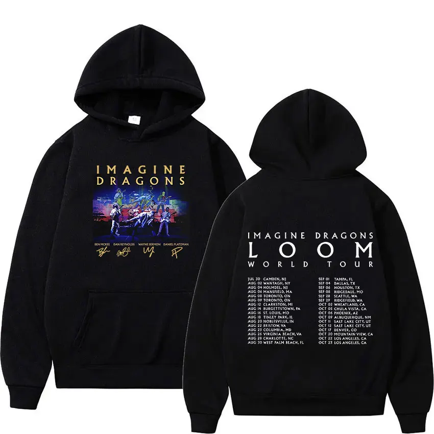 Rock Imagine Dragons Loom Tour 2024 felpa con cappuccio grafica uomo donna Hip Hop Retro Pullover felpa abbigliamento Casual felpe oversize