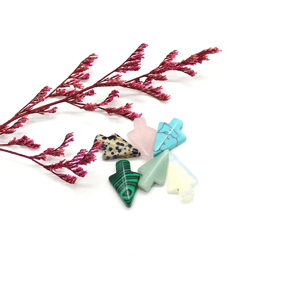 Vintage Personality Natural Stone Polished Arrow Shape Malachite Single-Hole Pendant DIY Necklace Earring Jewelry Materials