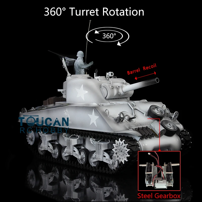 

HENG LONG 1/16 7,0 RC Tank Подарки Пластик Шерман 3898 360 ° Бочка редуктора револьверная TH17689-SMT4