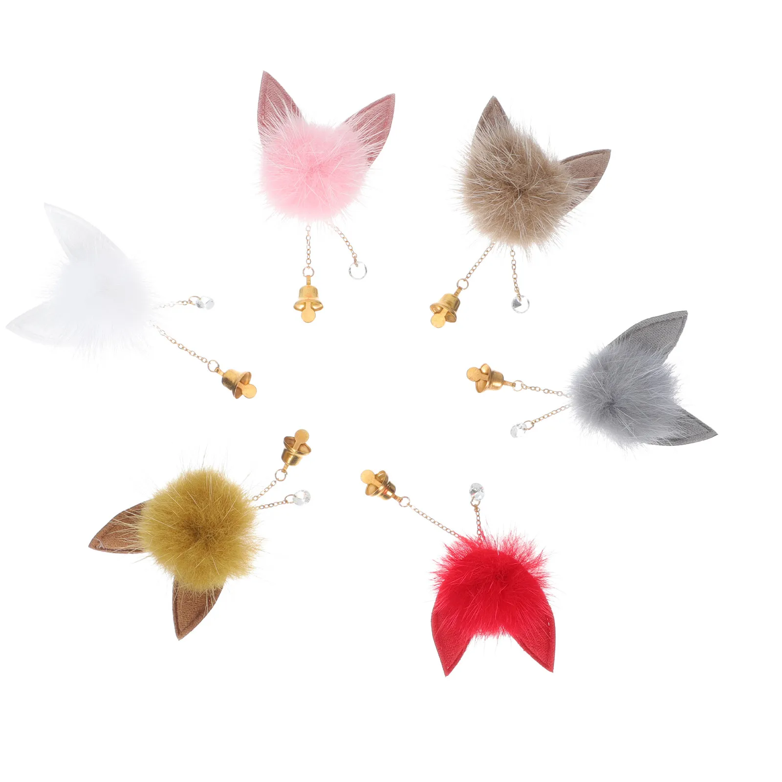 

Набор из 6 штук: Магнитные украшения для ногтей в виде кошачьих ушек с мягкими шариками, съемные, класса люкс, для DIY маникюра, декор для ногтей, стразы