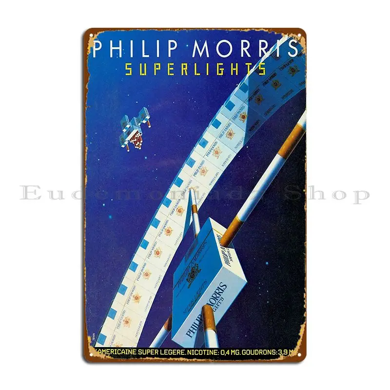 Vintage Phillip Morris Space Ad Metal Sign Cinema Funny Party Designer Wall Mural Tin Sign Poster