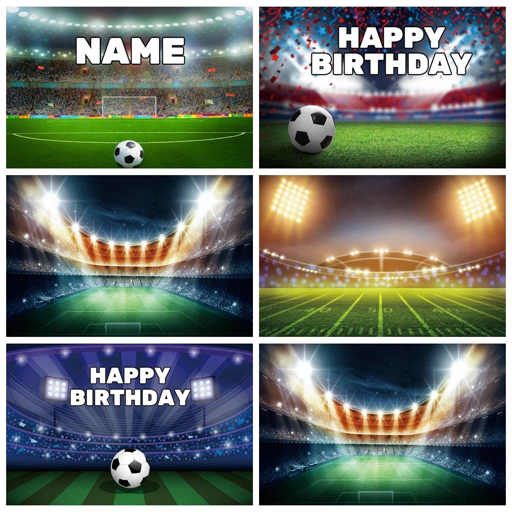 

Custom Soccer Field Photography Background Sports Poster Football Communion Birthday Party Decor Gift For Boy Champion Banner