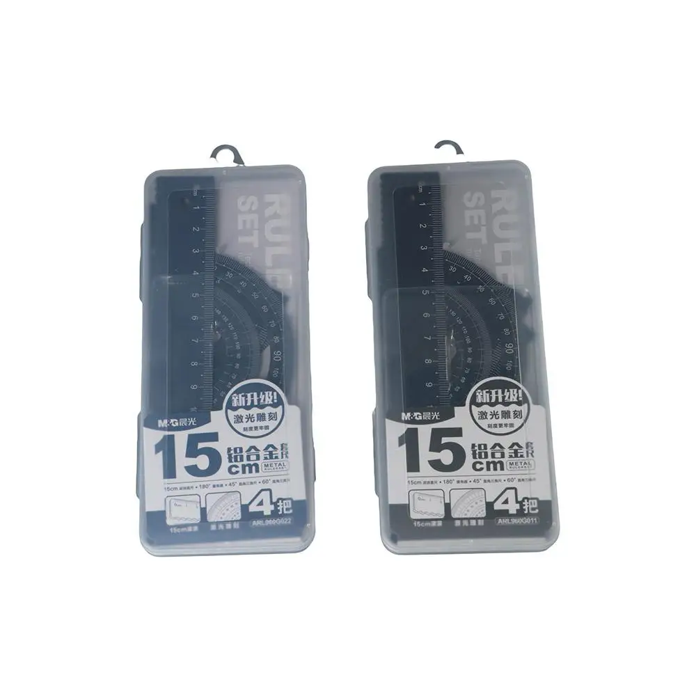 High quality Hollow Compass Office Geometry Maths Drafting Supplies Aluminium Ruler Set Examination Stationery Metal Rulers
