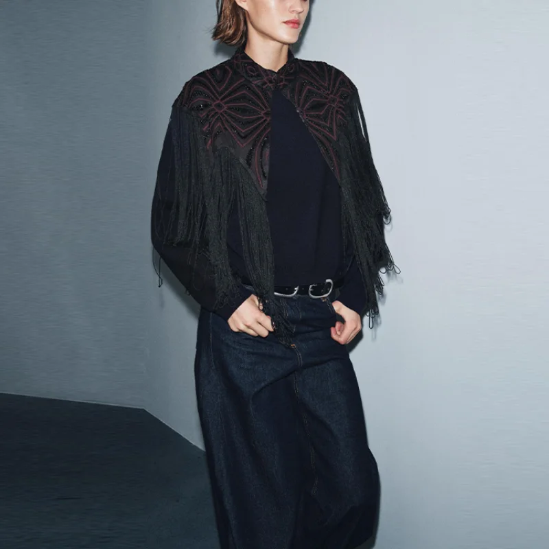 

Стильный женский накидной жилет в богемном стиле с вышивкой и бахромой, повседневный, модный, винтажный, для города