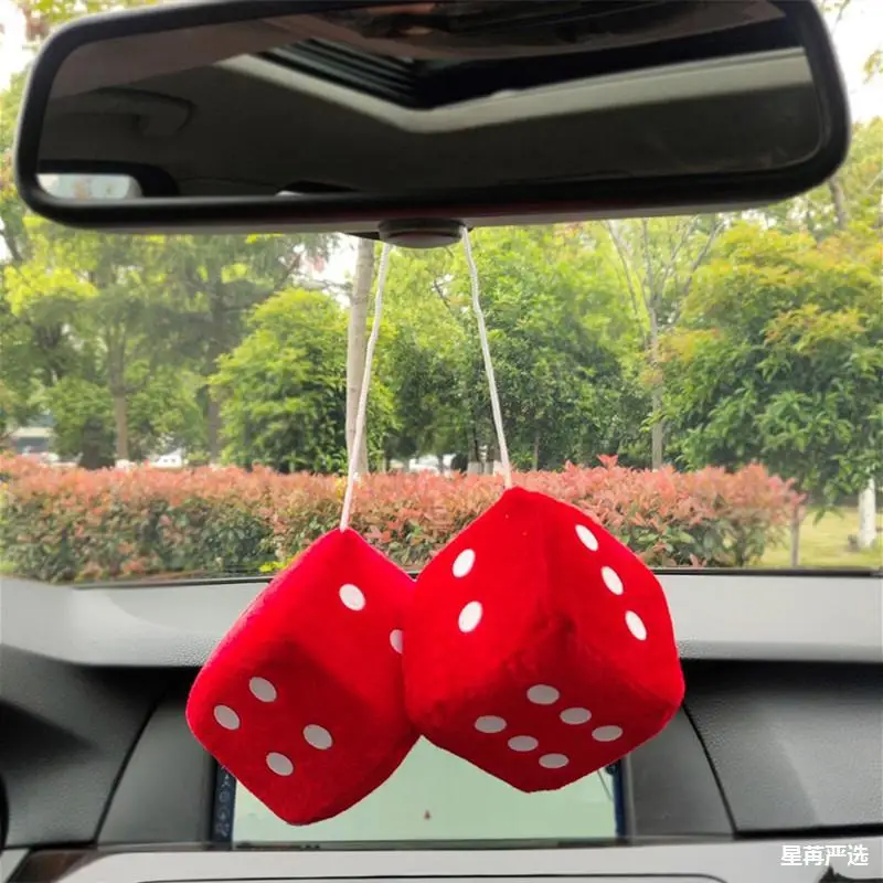 10pcs Funny Dices Plush Toys Car Bed Hanging Toy with Suction Cup Kids Stress Relief Squeeze Toy Multicolor Velvet Dice Pendant