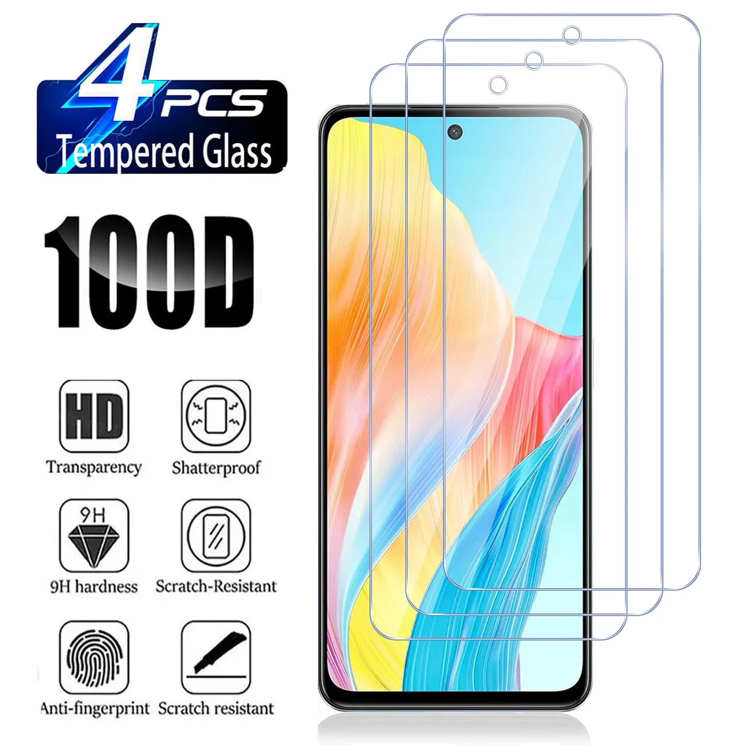

2/4Pcs Screen Protector For OPPO A58 4G/A98 5G HD Tempered Glass