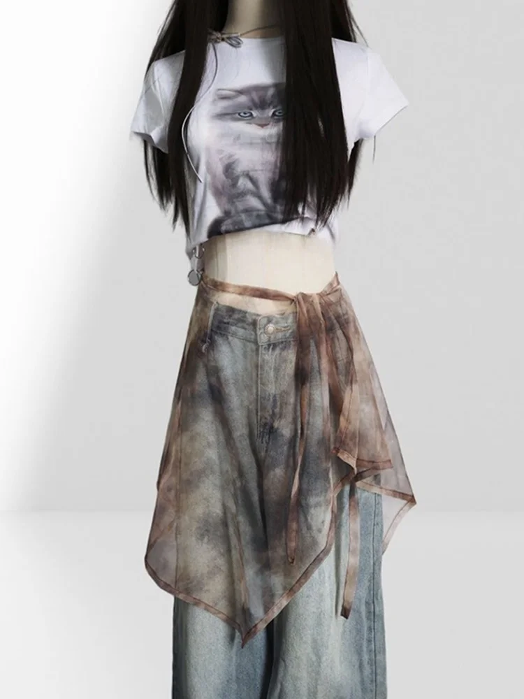 Korean Style Lace Apron Skirt Women's Autumn Winter Layered Wear Frock Half Skirt Base Layering Tool Butt Covering A-Line Skirt