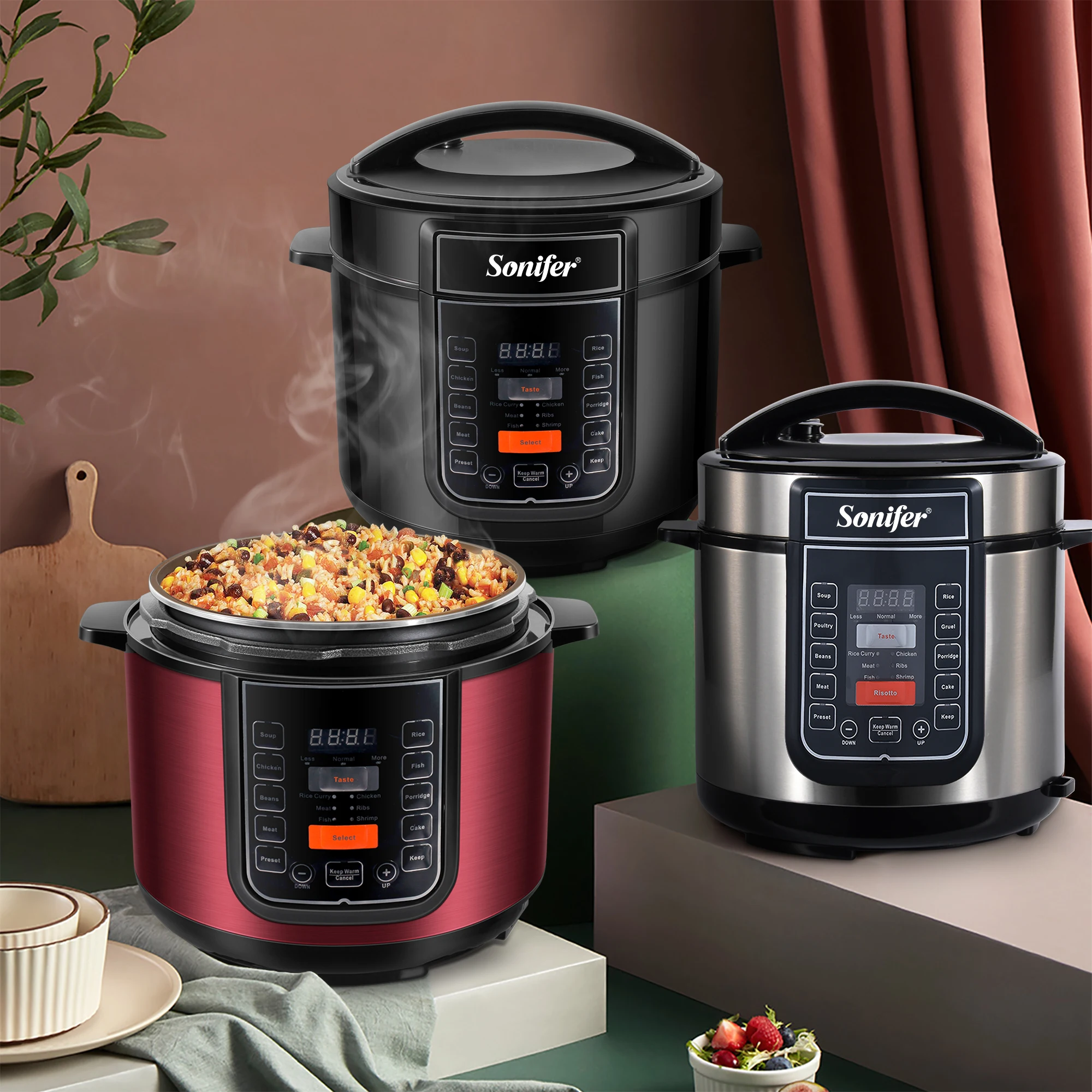 6L Electric Rice Cooker 1000W Multifunctional Cooker Non-stick Smart Household Steamed Rice Pot Make Porridge Soup Sonifer