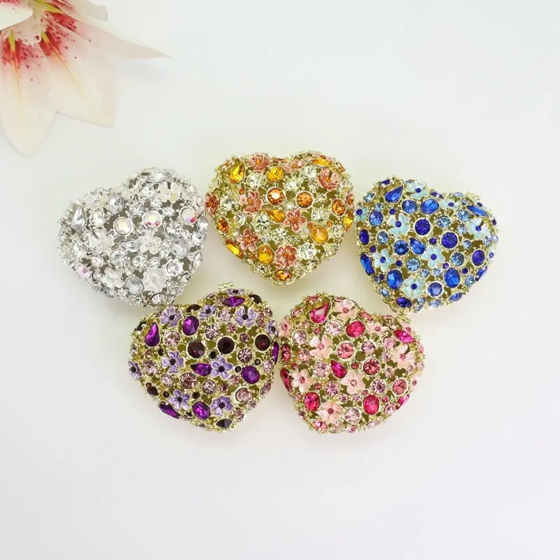 Heart Shape Enamel Jewelry Box Wedding Ring Storage Case Valentine Gift