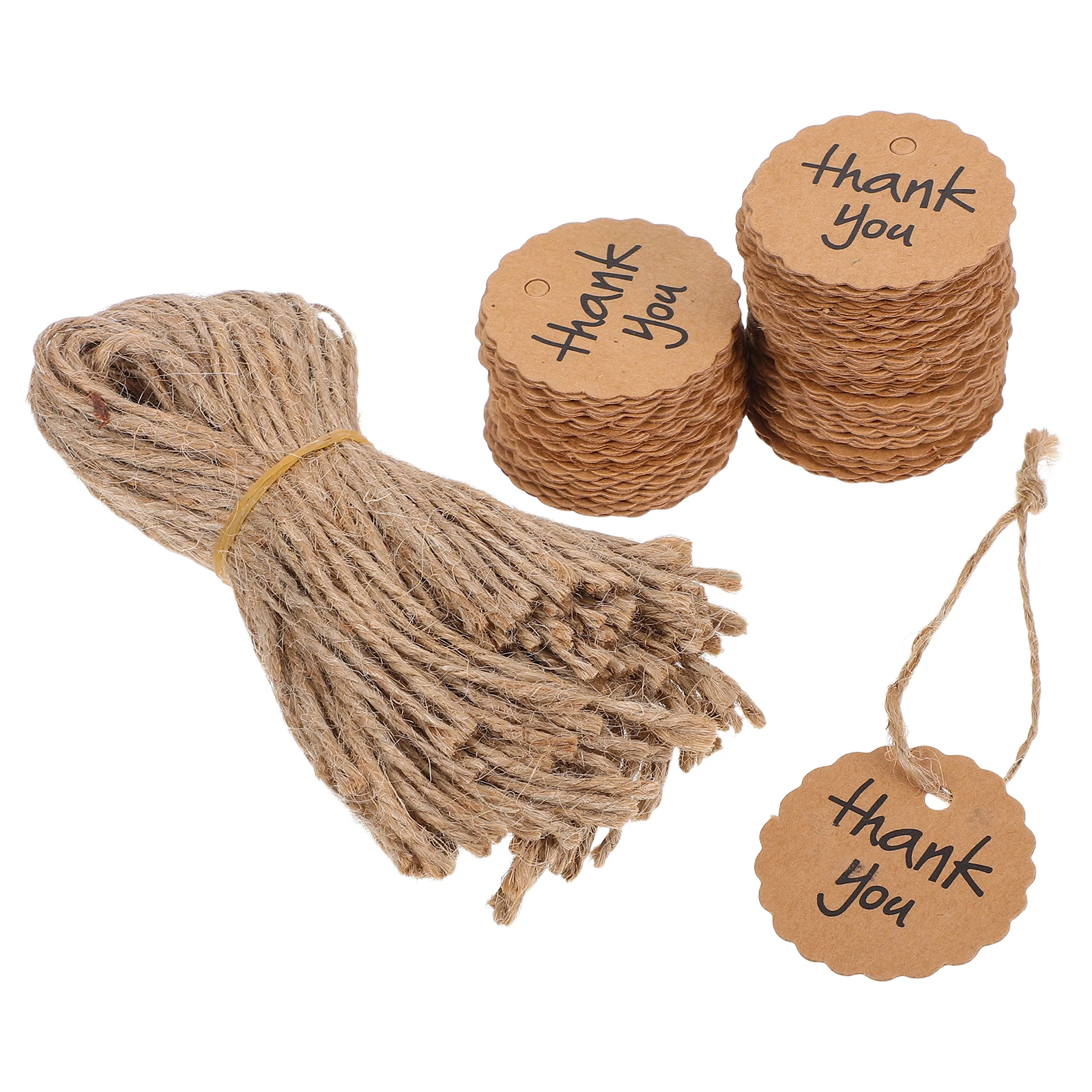 100pcs Kraft Tags 4cm Round Scalloped 20cm String Eco Gift Wedding Favor Thank You Labels Wedding Favor Tag Brown