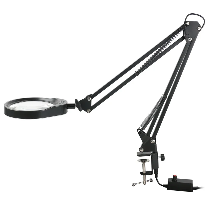 Clip Metal Cantilever Bracket With Lighted 10X Magnifying Glass Magnifier Adjustable Boom Table Working Stand 95mm 120mm