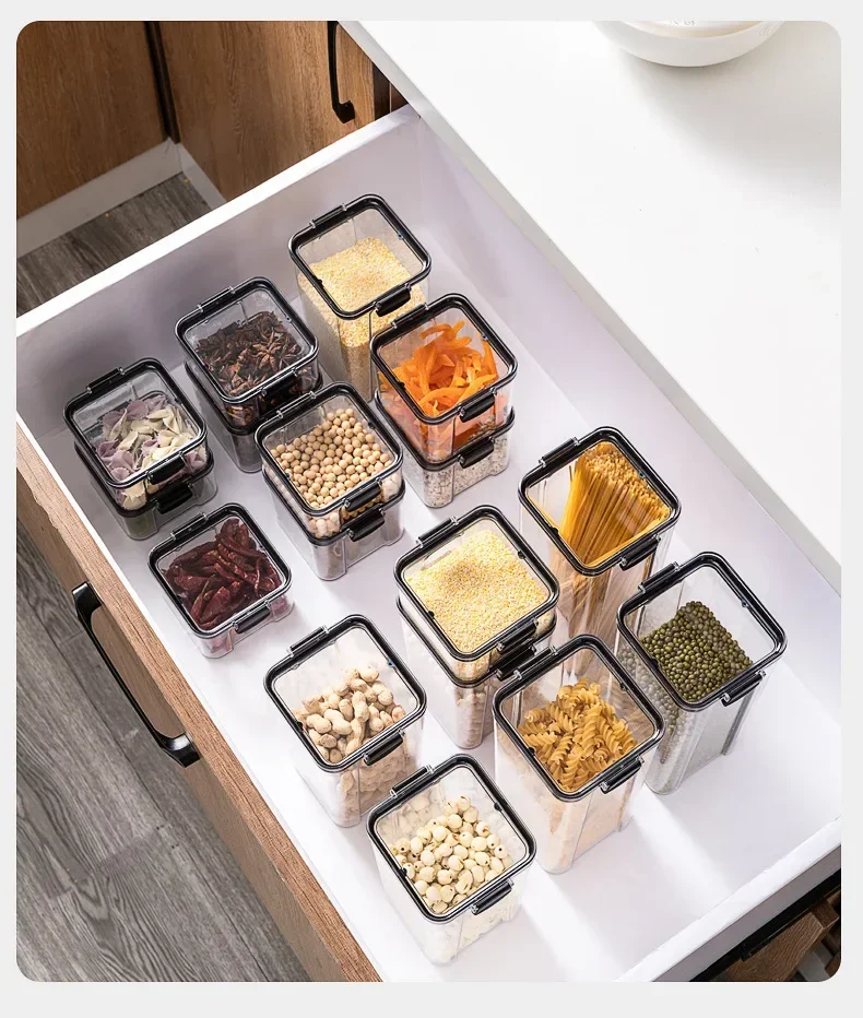 PET Food Storage Containers Kitchen Storage Organization Kitchen Storage Box Jars Ducts Storage for Kitchen Food Storage Box