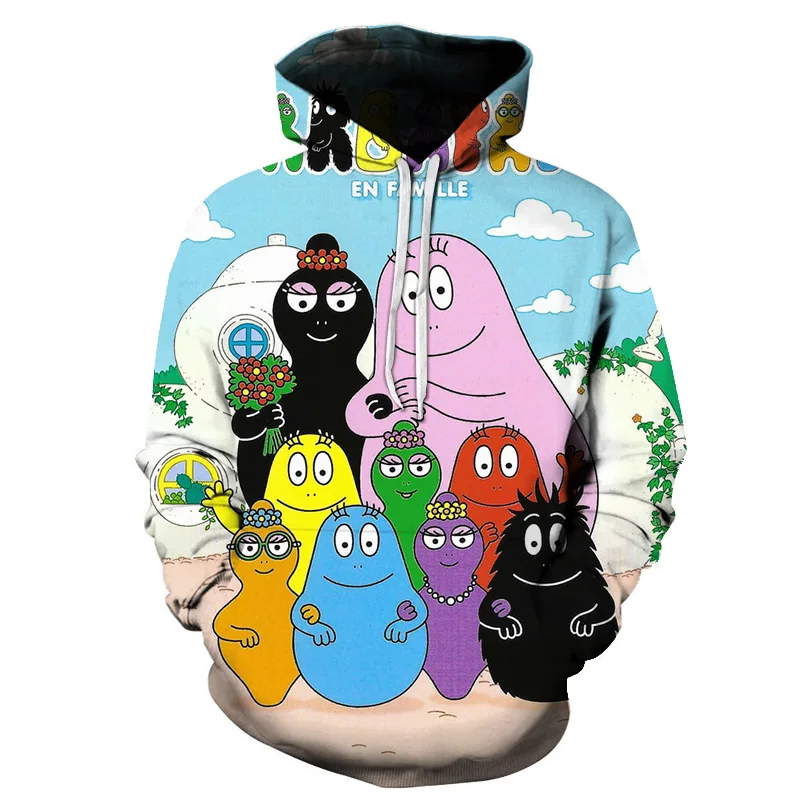 Cartoon Barbapapa Hoodie Teenager Kids Long Sleeve Pullover Sweatshirt Women Men Hip Hop Street Hoodie Sweatshirt Coat