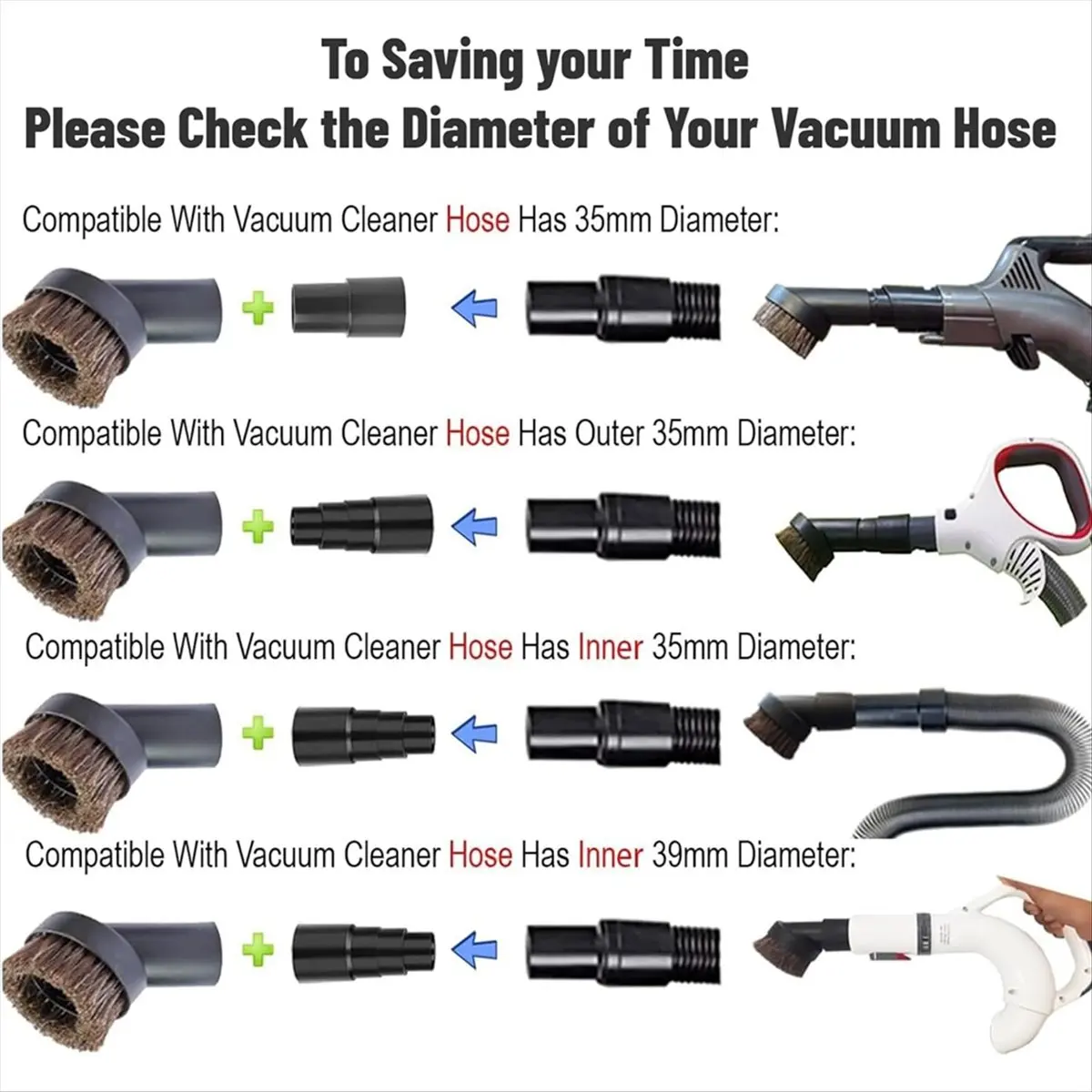 AA19 3 Pack Universal Vacuum Hose Adapter Wet Dry Vacuum Converter Reducer Attachments for Vacuum Cleaner