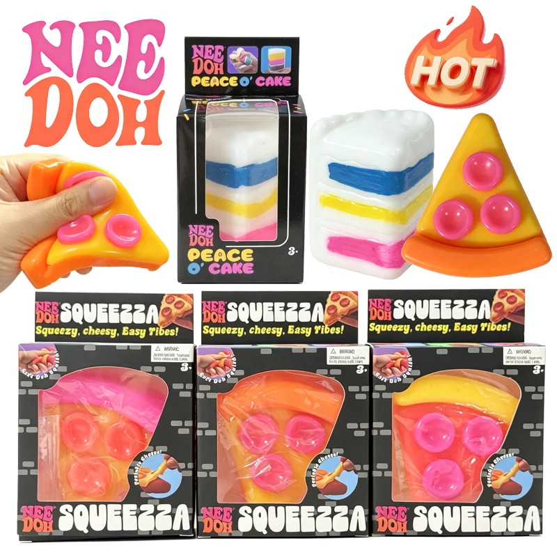 Schylling Needoh Pizza Peace Cake Squeeze Fidget Sensory Toy Slow Rebound Relief Squishy Anxiety Adults ADHD Focus Comfort Toy