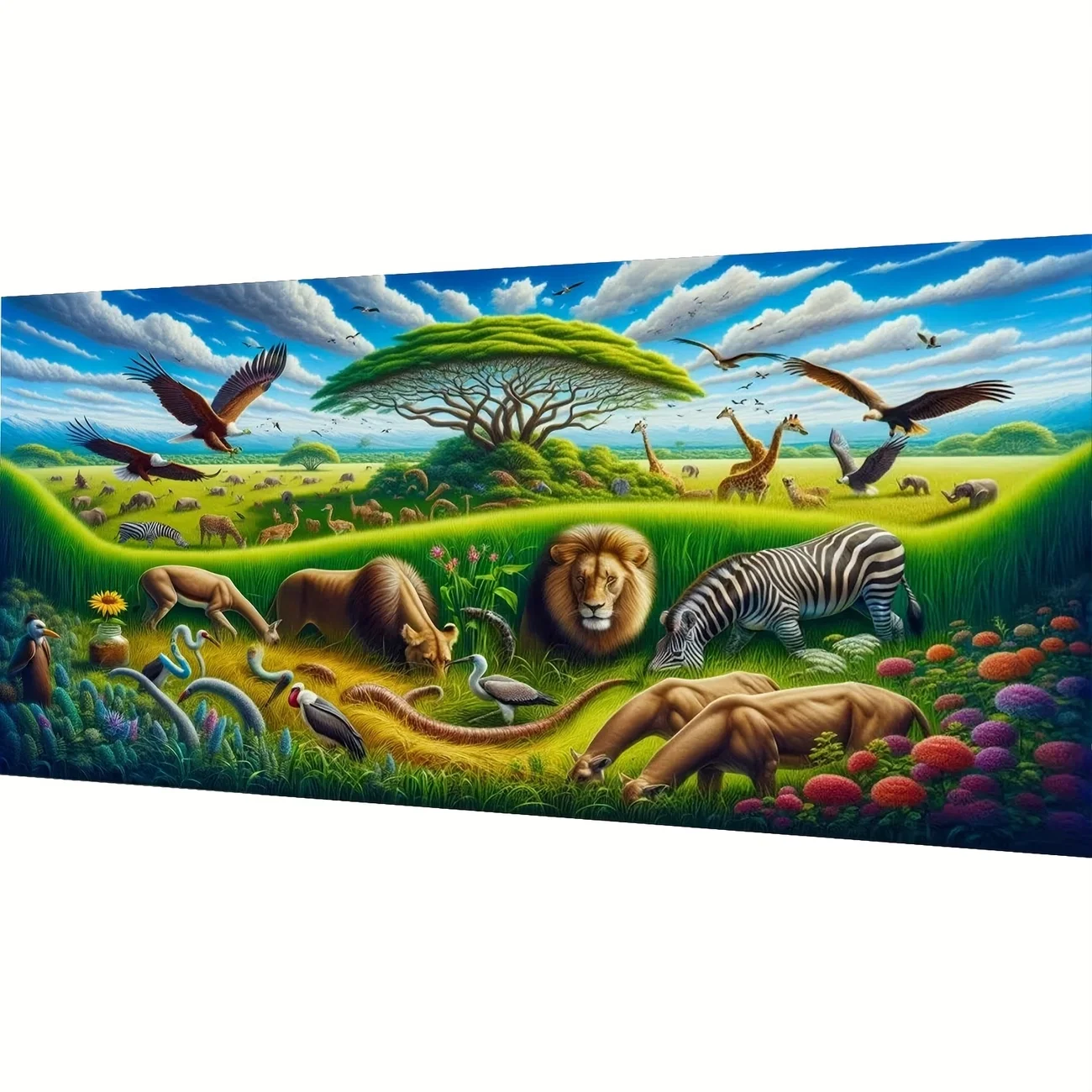 

African Grassland Animals,Lions,Giraffes,Eagles Large Diy Diamond Painting Mosaic Full Square Round Diamond Art Embroidery Kits